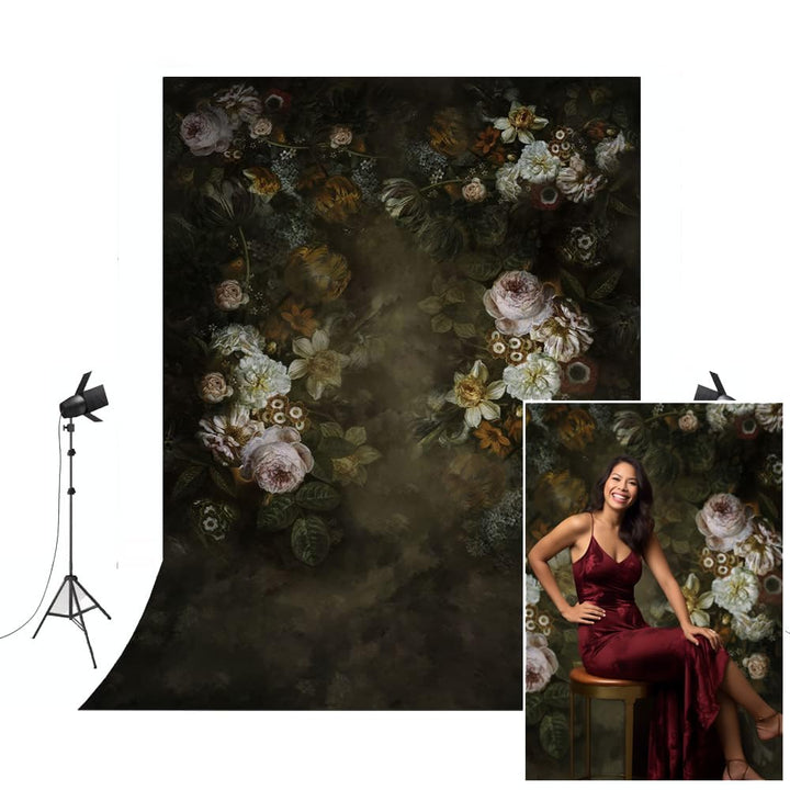 Kate Studio Hintergrund Schwarz 1,5x2,2m/5x7ft Luxus Vintage Ölgemälde zusammen klappbarer Hintergru