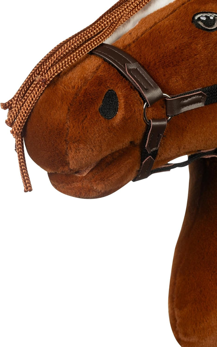 HKM - Hobby Horse Premium, Dunkelfuchs mit Halfter, Schweif & abschraubbarem Stock, Steckenpferd für