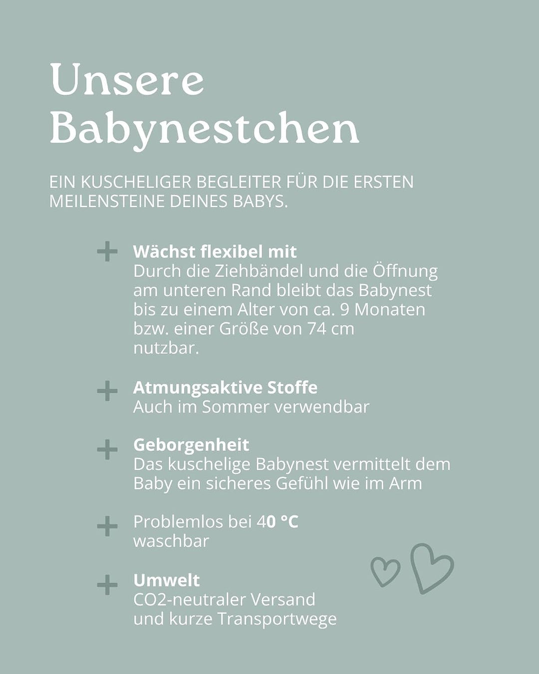 ULLENBOOM ® Babynest & Kuschelnest (55x95 cm) Floral-Grün (Made in EU) - Babynestchen für Neugeboren