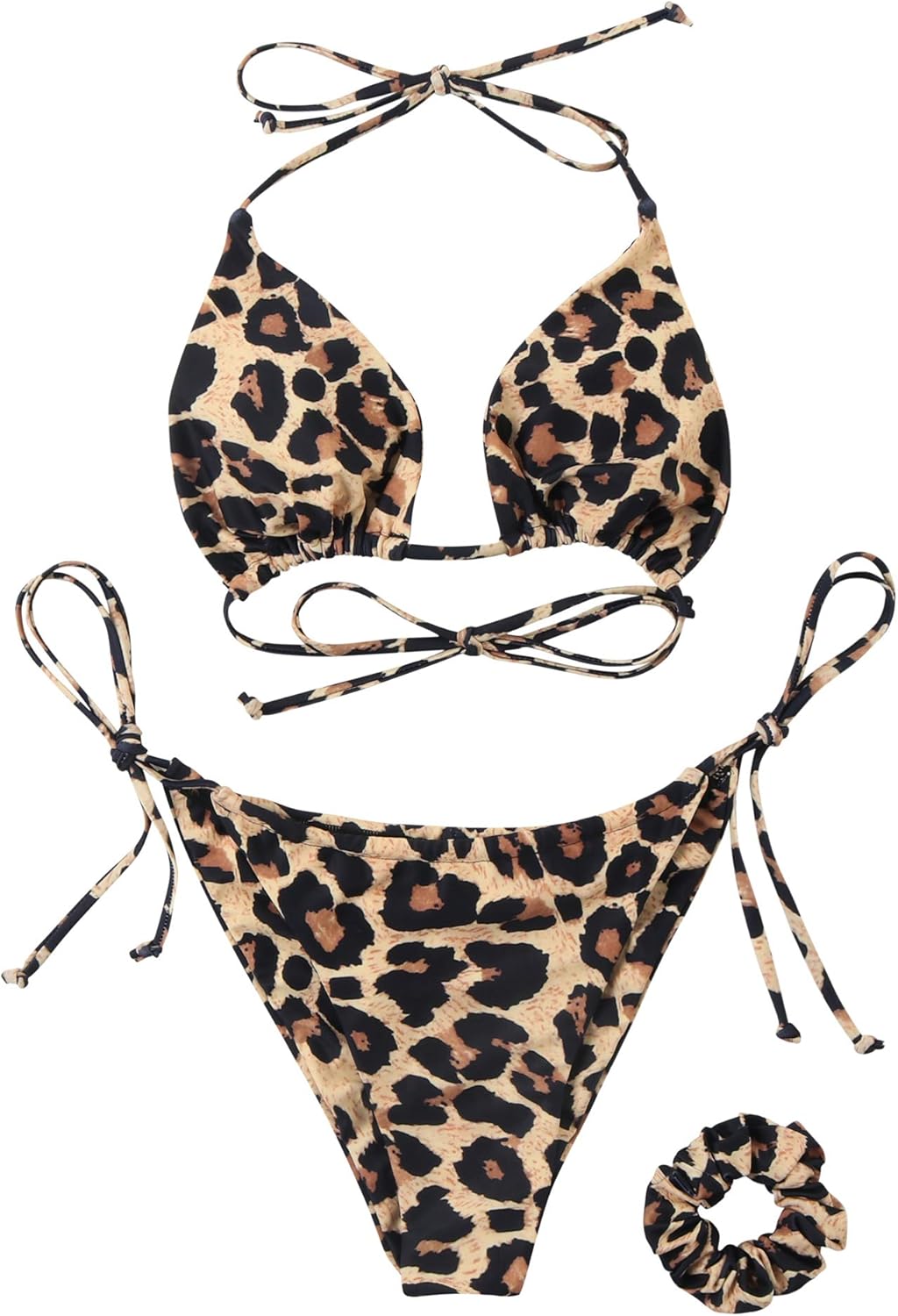 RXRXCOCO Sexy Brazilian Bikini Damen Set Triangel String Oberteil Bikini Tanga Bademode S Leopard, S