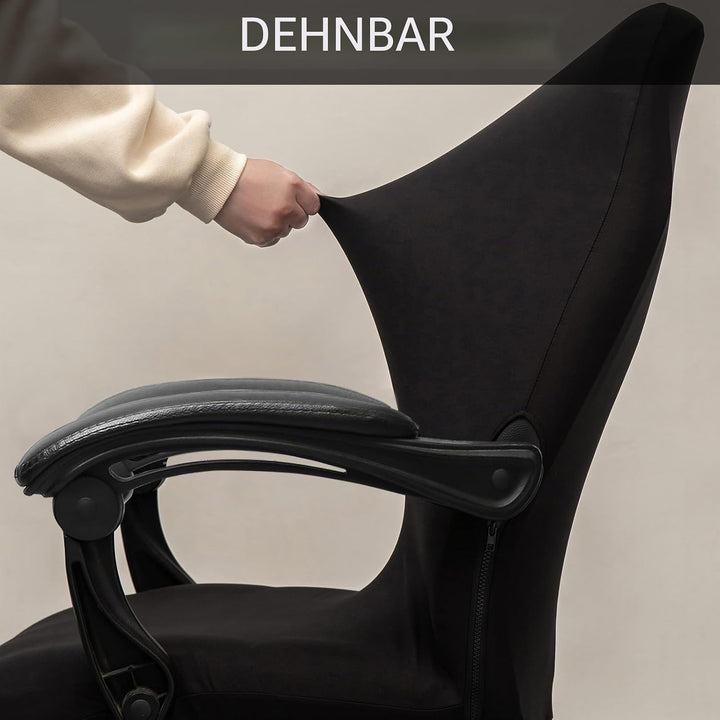 Melaluxe Bürostuhl-Überzug – Universal Stretch Schreibtischstuhl-Überzug (Grösse: L) – Schwarz