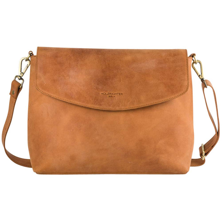 HOLZRICHTER BERLIN Umhängetasche (L) - Premium Leder Messenger Tasche Camel-braun, Camel-braun