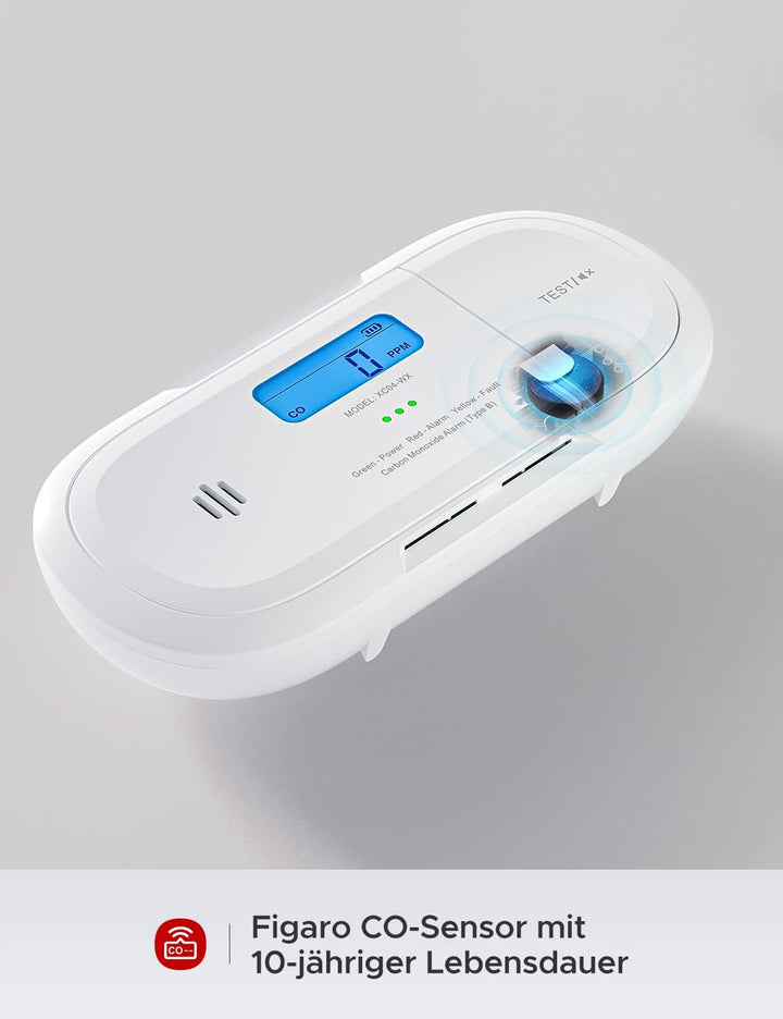 X-Sense Smart-Kohlenmonoxidmelder, WLAN-Kohlenmonoxidmelder, Echtzeit-Push-Benachrichtigungen über X
