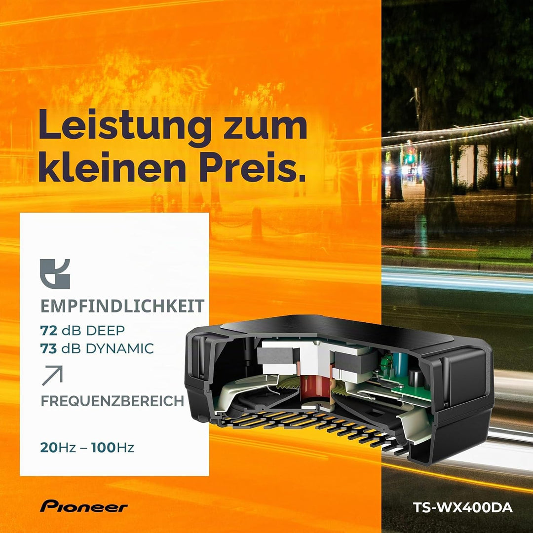 PIONEER TS-WX400DA Class-D Aktivsubwoofer mit digitaler Bassregelung für tiefedynamische Bässe (250