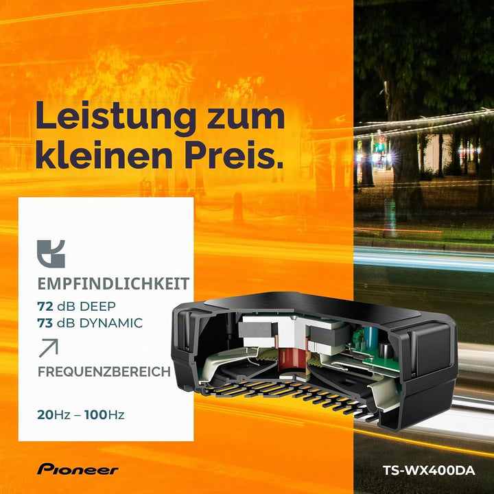 PIONEER TS-WX400DA Class-D Aktivsubwoofer mit digitaler Bassregelung für tiefedynamische Bässe (250