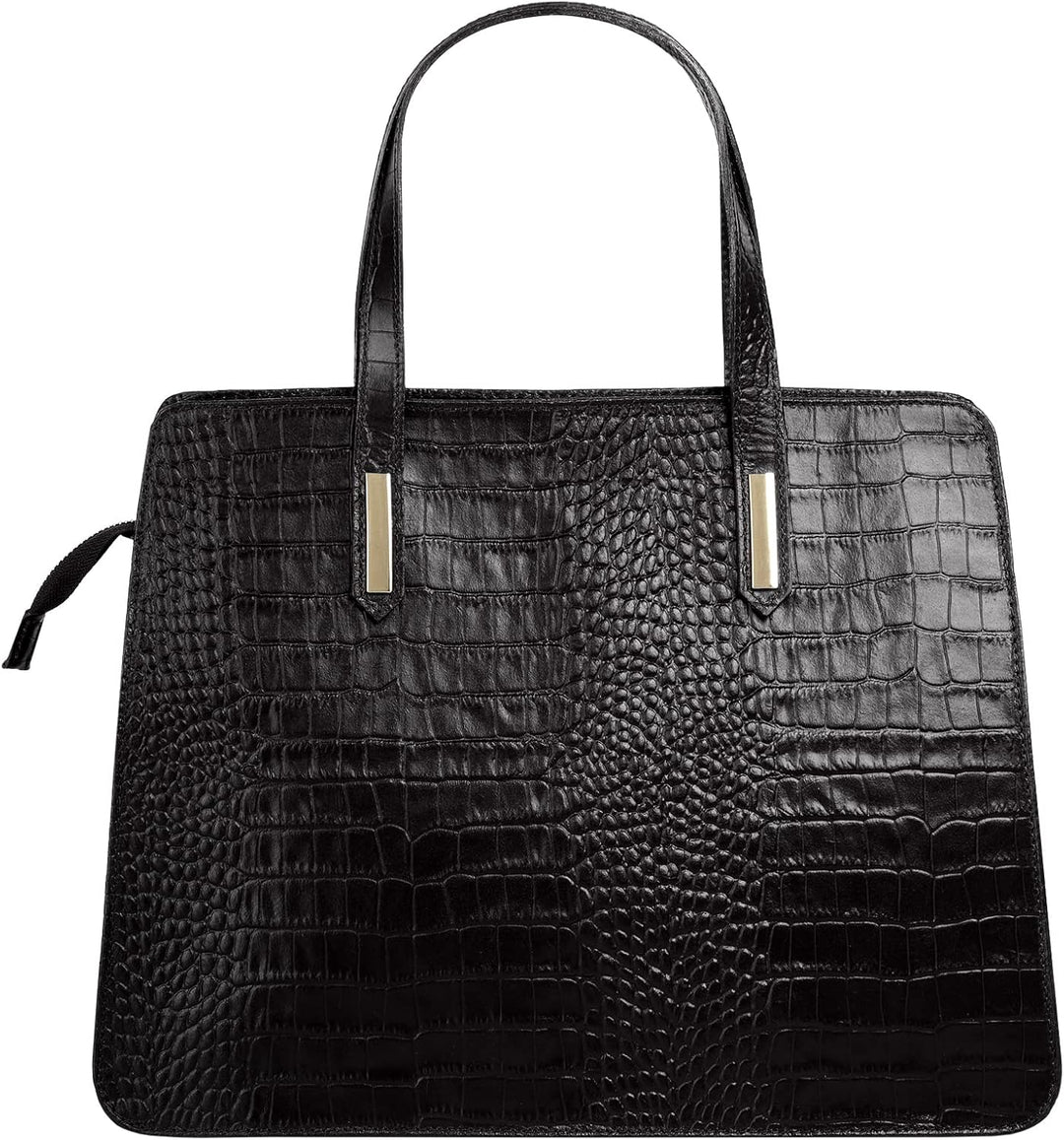 Handtasche Echt Leder Damen Made in Italy, Smartphonefach, Kroko-Design, elegante Umhängetasche, Dam