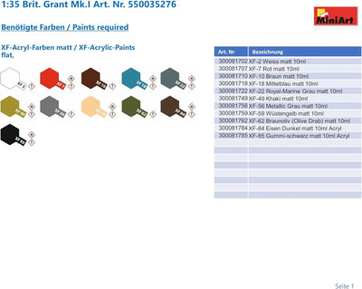 Mini Art MIN35276 MiniArt 35276 1:35 Brit. Grant Mk.I-originalgetreue Nachbildung, Modellbau, Plasti