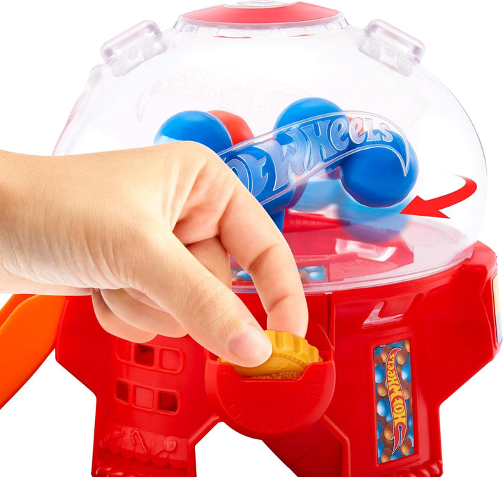 Hot Wheels Spielzeugauto Trackset, Kaugummiautomat-Spielset im Massstab 1:64 mit Die-Cast-Auto in Do