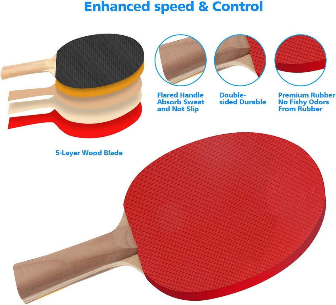 FBSPORT Tischtennis Set Profi, 2 Tischtennisschläger + Einziehbarem Netz + 6 Tischtennis-Bälle + 1 T