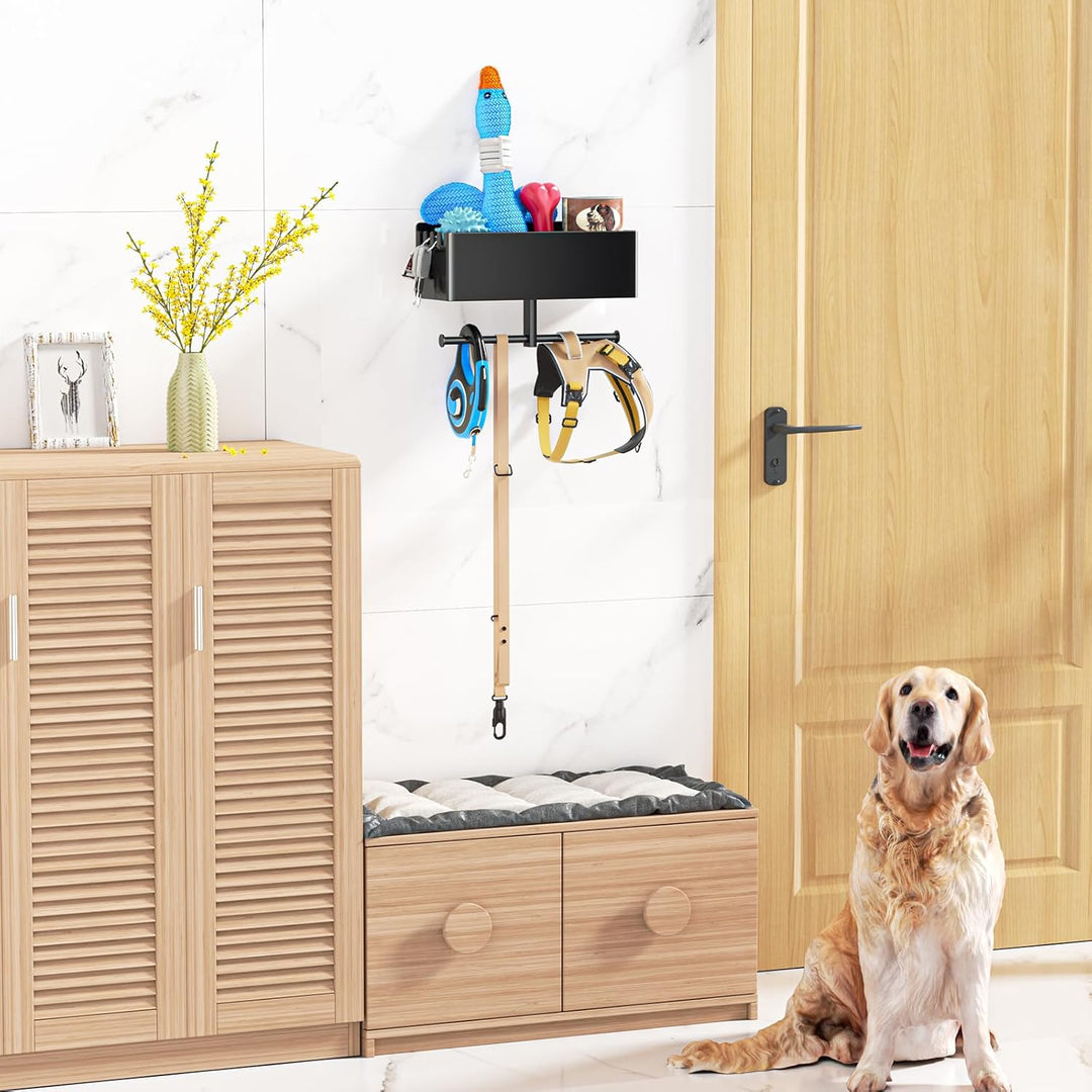 YYBO Hundegarderobe mit ablage, Hundeleinen Halterung Wand, Hunde Garderobe für Hundezubehör Hundele