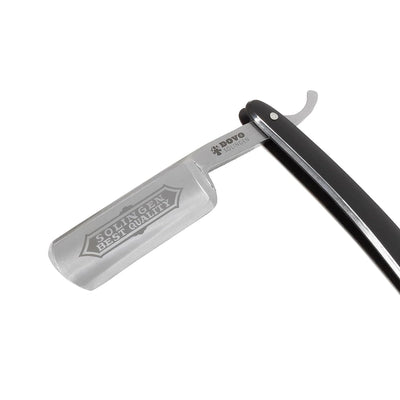 DOVO Rasiermesser "Bes. Quality" | Schwarz Acryl | 6/8 Zoll | Rundkopf | Carbonstahl | ganzer Hohlsc