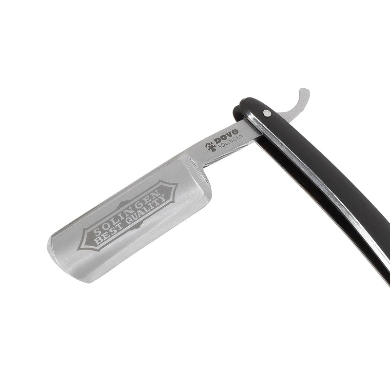 DOVO Rasiermesser "Bes. Quality" | Schwarz Acryl | 6/8 Zoll | Rundkopf | Carbonstahl | ganzer Hohlsc