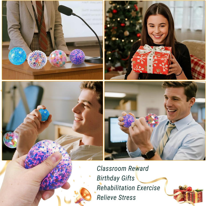 4 Stück Stressball Erwachsene mit 1 Stück Fingertrainer, Antistressball,Hand Übungsbälle, Hand Thera