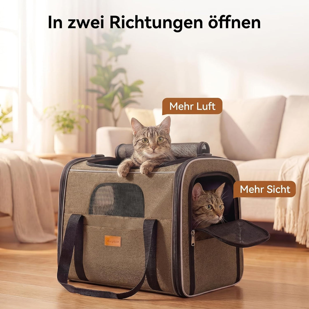 Morpilot Katzentransportbox für grosse Katzen und Welpen Katzenbox Hundetasche mit Sicherheit Reissv