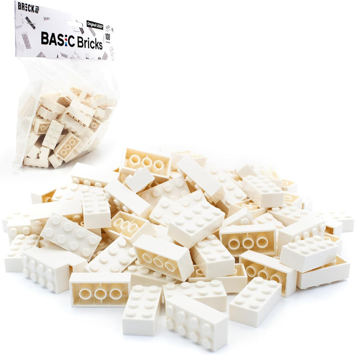 Lego Steine Classic, Weiss, 2x4 Bausteine, 100 Stück - Einzelteile Starterset, Lego Zubehör und Erwe