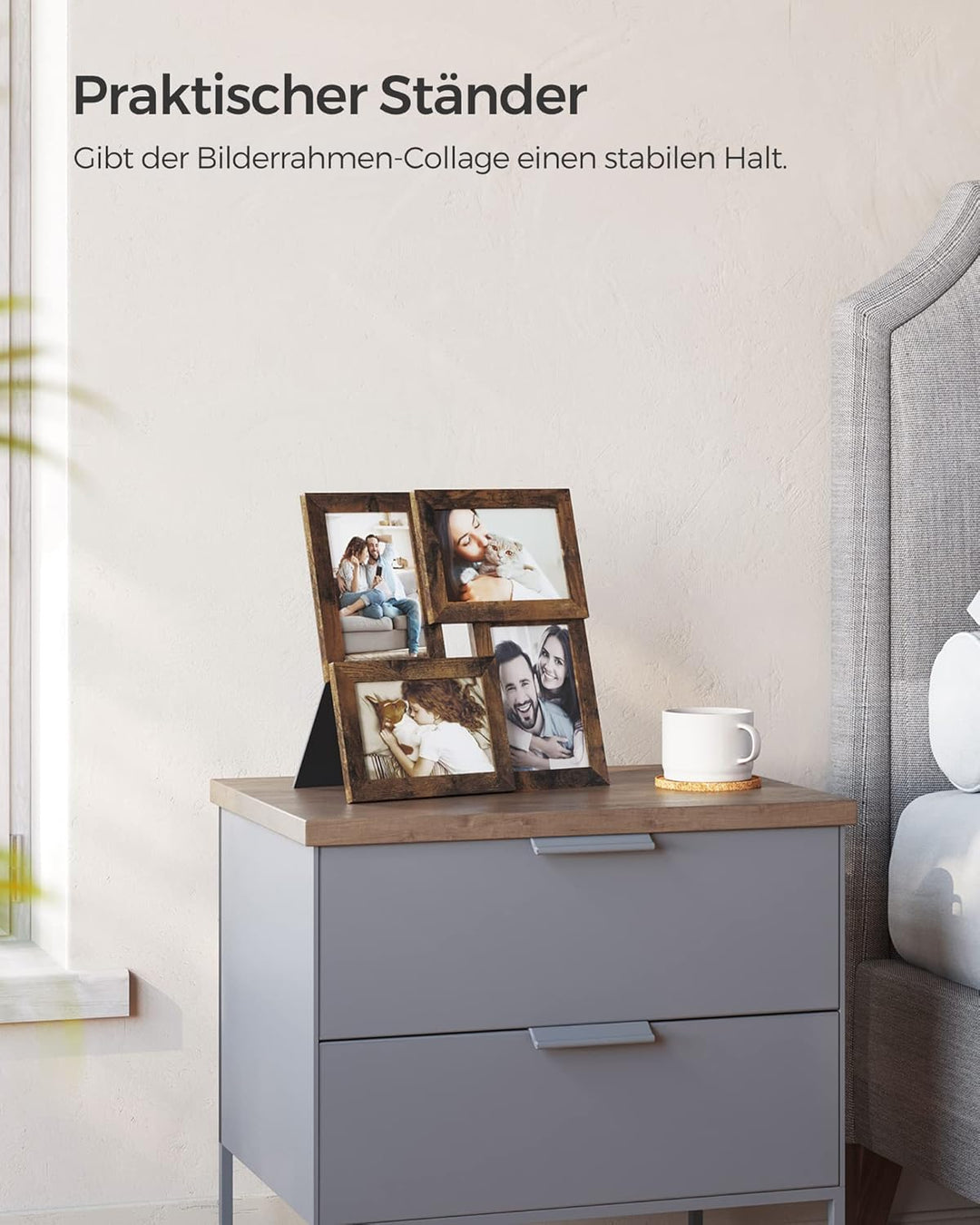 SONGMICS Bilderrahmen-Collage, 4 Fotorahmen für 10 x 15 cm Bilder, Fotocollage, Wandcollage, Multi-R