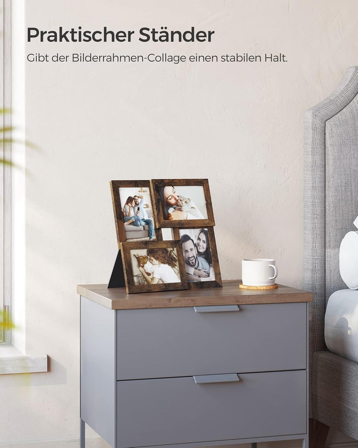 SONGMICS Bilderrahmen-Collage, 4 Fotorahmen für 10 x 15 cm Bilder, Fotocollage, Wandcollage, Multi-R
