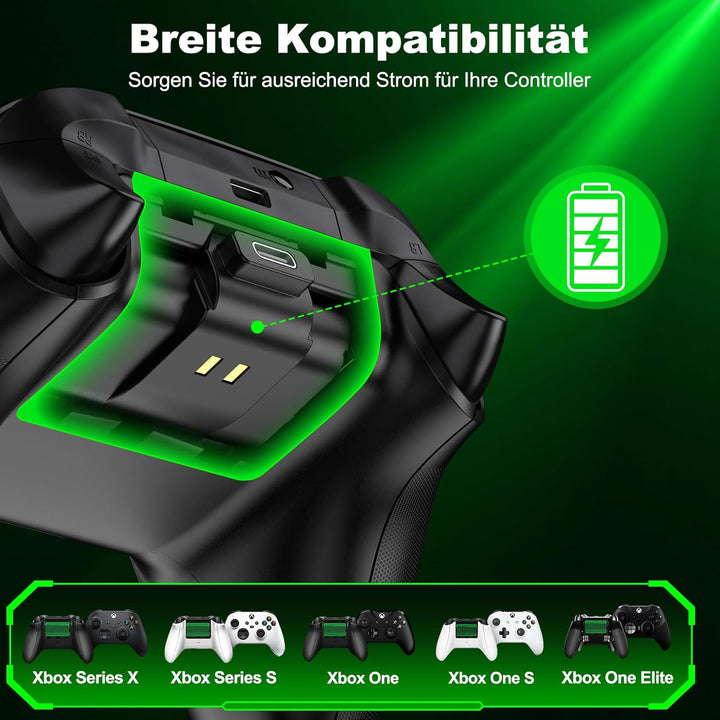 Akku für Xbox Controller, 2 x 3600mWh Wiederaufladbare Akku für Xbox Series X Controller, Akku mit 4