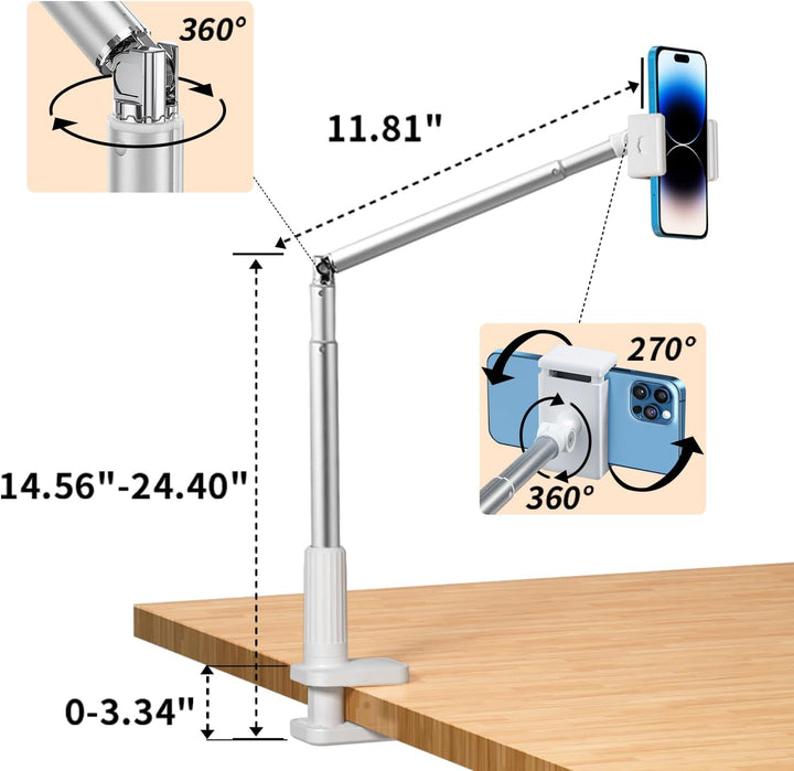 yAyusi Overhead Stativ Handy mit Ringlicht, LED Ringlicht mit Stativ Handy, Batteriebetriebenes Dimm