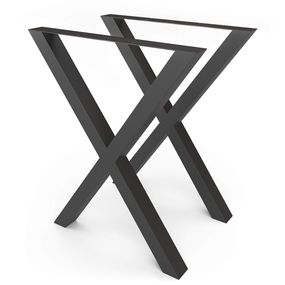 sossai® Stahl Tischgestell Tischkufen Tischbeine X-Form | TKX2 | Farbe: Schwarz | 2 Stück | Breite 6
