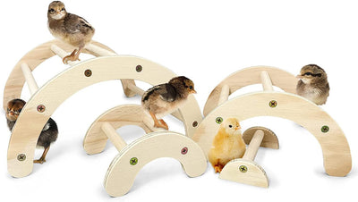 Allazone 4 Stück Hühnersitzstange aus Holz Sitzstange Huhn Sitzstangen mit 5 Stück Rattankugeln für