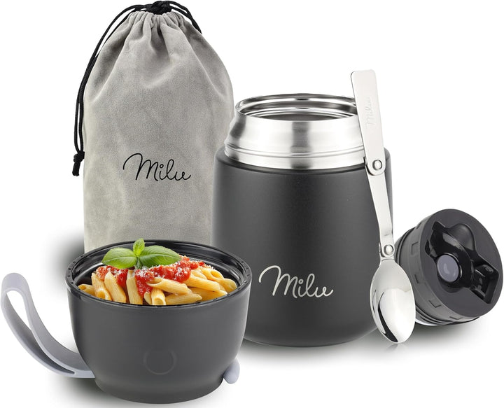 Milu® Thermobehälter 450, 650ml, 800ml | Edelstahl Warmhaltebehälter | Essensbehälter | Speisegefäss