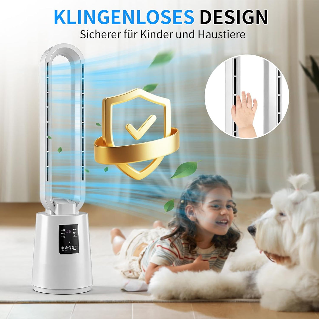 LEADZM Turmventilator sehr Leise,Ventilator mit Fernbedienung,blattlos rotorlos,12 Geschwindigkeiten