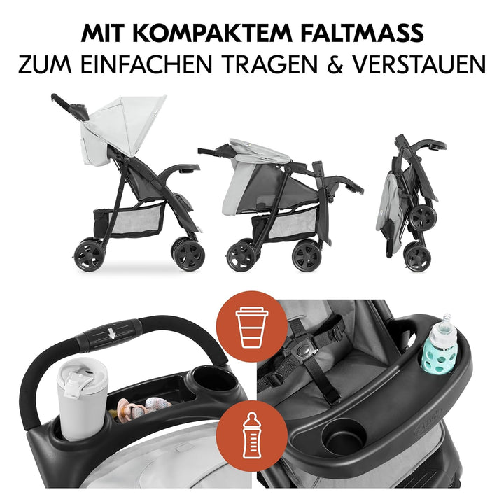 hauck Shopper Neo II Buggy inkl. Zubehör &amp; Fehn Spieltier - Grey | Sportbuggy mit Einhand-Faltmechan