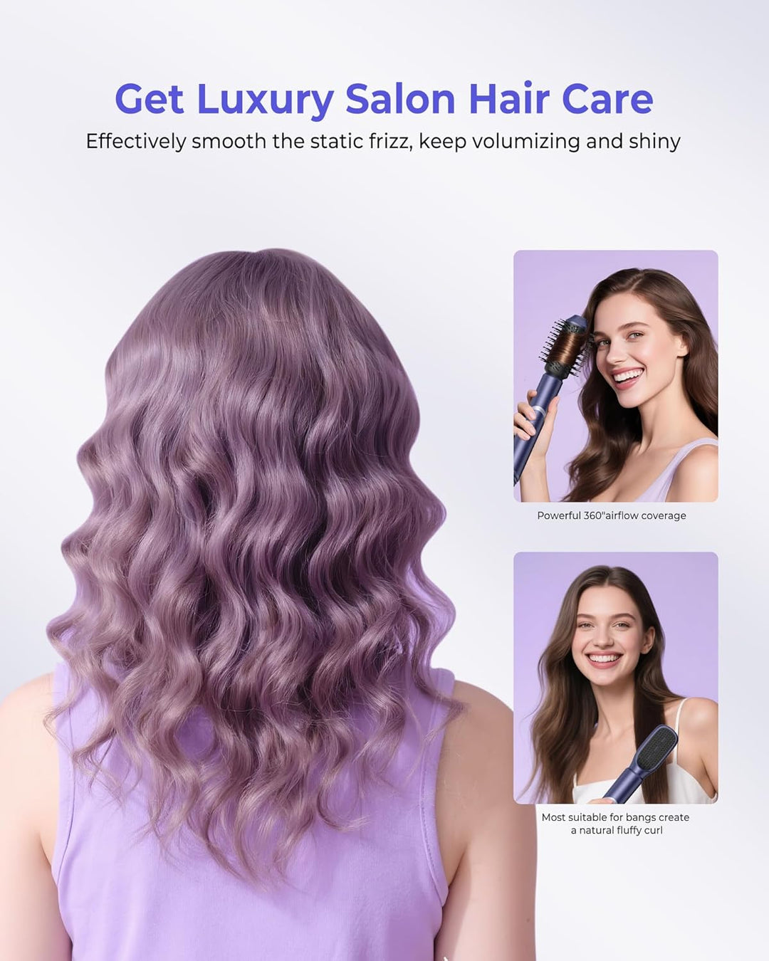 Airstyler Hairstyler 5 IN 1, 1000W Warmluftbürste Set, Hairstyler mit Ionen Föhnbürste, Lockenstab A