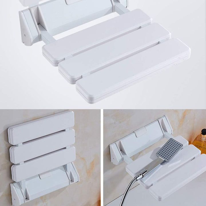 DXP Duschklappsitz Klappbar bis 130kg Platzsparender Duschsitz Klappsitz für Bad Wandmontage Weiss J
