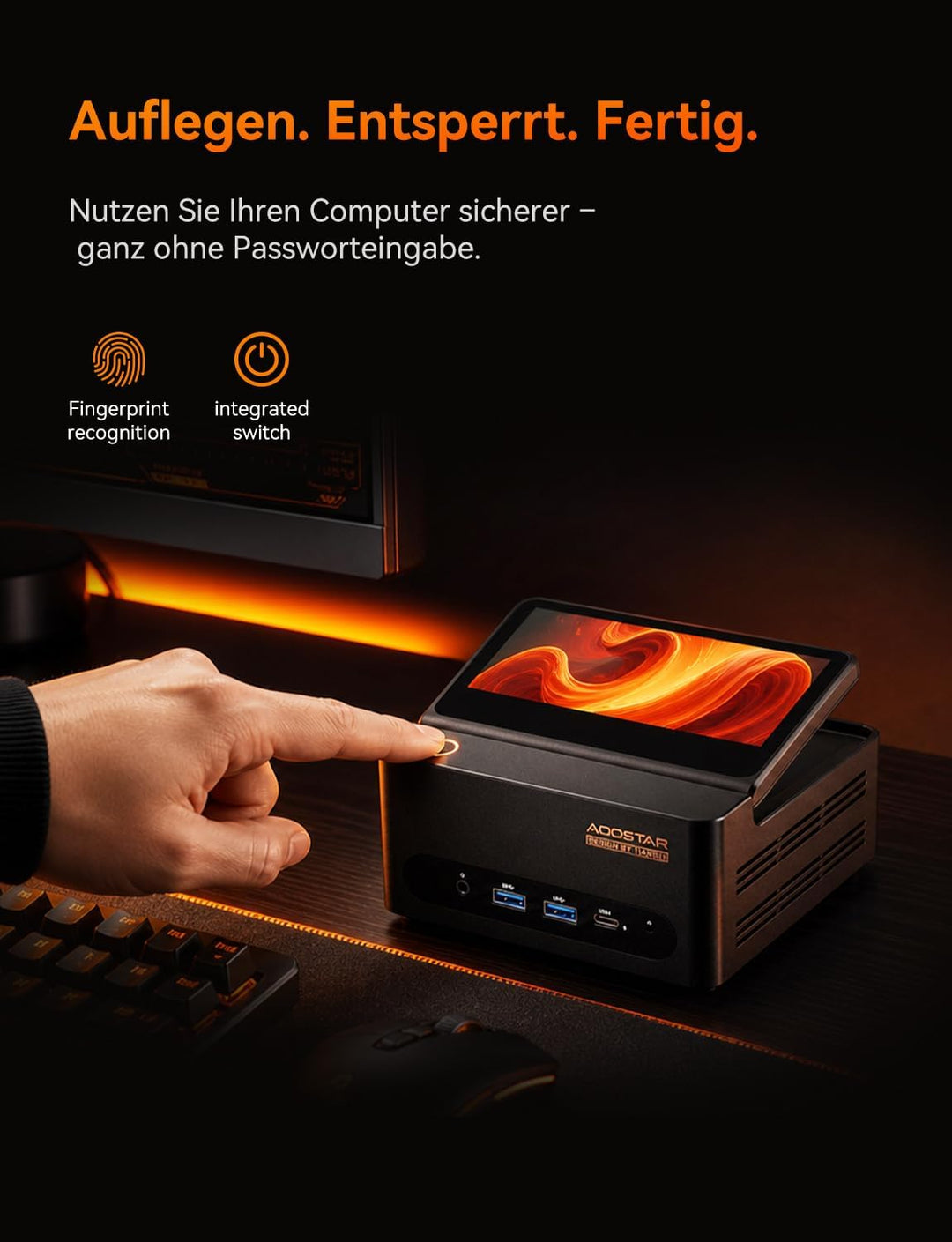 AOOSTAR G-FLIP H255 Mini PC, AMD Ryzen 7 H255 (8C/16T, bis zu 4,7 GHz), Mini Gaming PC mit 24 GB DDR