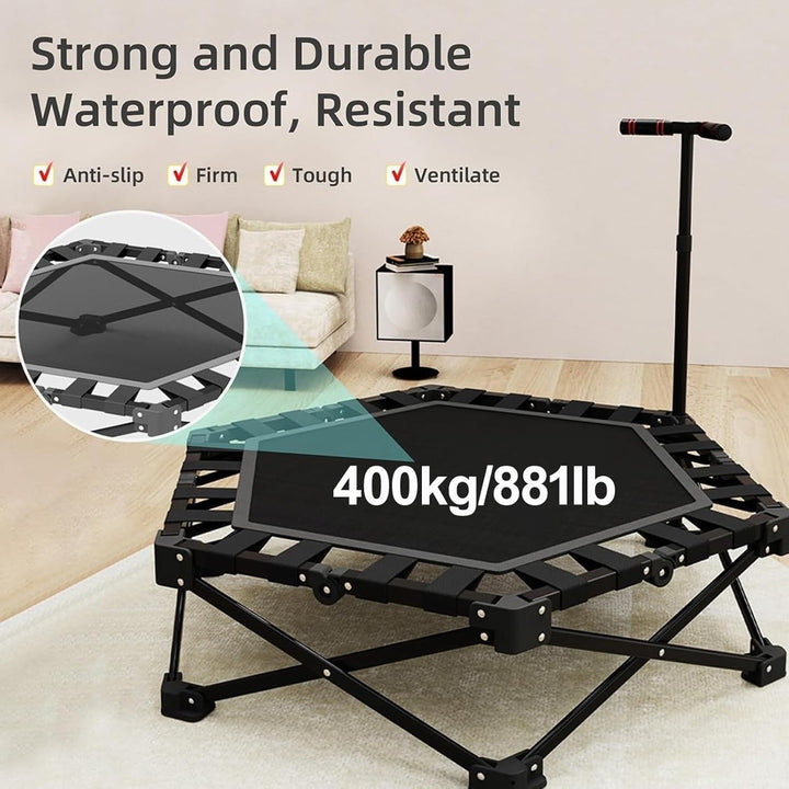 Fitness Trampolin in Studioqualität,Ø106cm Mini Indoor Trampolin für Cross Jumping bis 200kg belastb