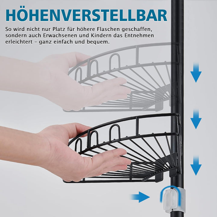 Duschablage ohne Bohren Edelstahl Teleskop Duschregal Duschgel Halterung Eckregal Bad mit 4 Körben,