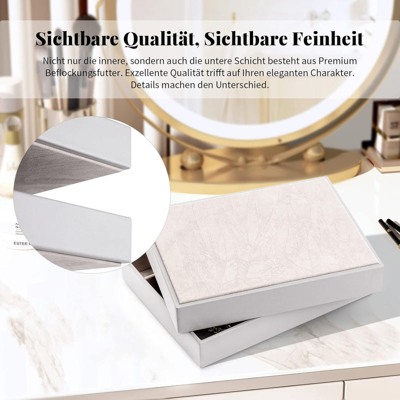 Vlando Stapelbare Schmucktabletts Glasdeckel, Schmuckkästchen Gross mit 4 Ebenen, Schmuck Organizer