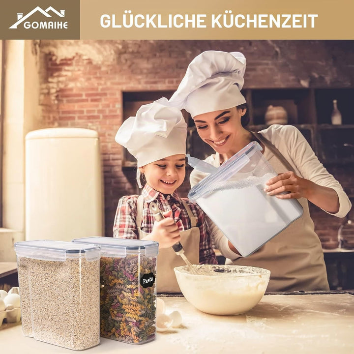 GoMaihe 4L Vorratsdosen 6 Set, Aufbewahrungsbox Küche Luftdicht Behälter aus Plastik Mit Deckel, Vor