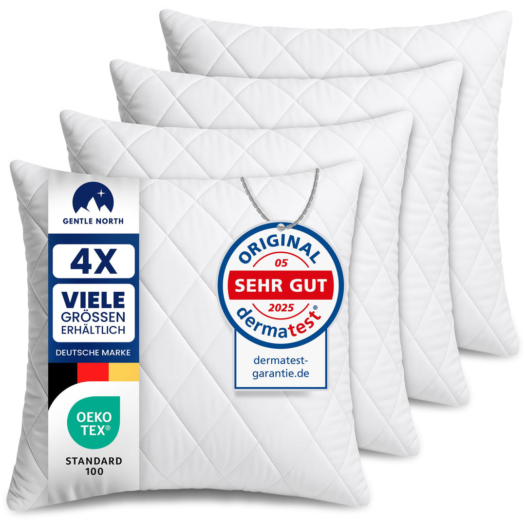 Gentle North Kopfkissen (80x80 cm gross) - 4er Set Kissen für Bett und als Dekokissen - Mit Reissver