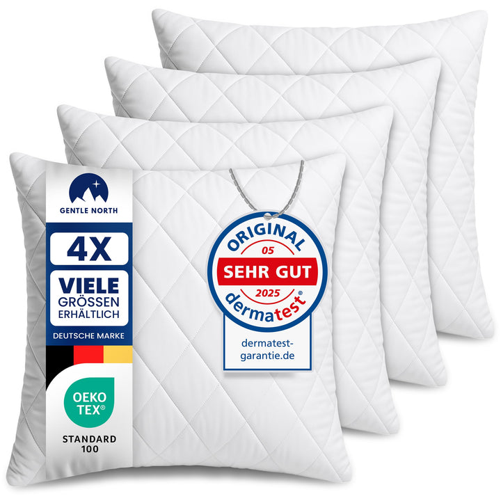 Gentle North Kopfkissen (45x45 cm gross) - 4er Set Kissen für Bett und als Dekokissen - Mit Reissver