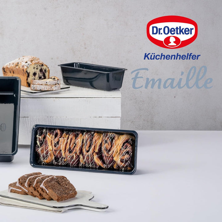 Dr. Oetker Kastenform 30 cm Back-Liebe Emaille – Schnitt- & kratzfeste Backform mit Emaille & Antiha