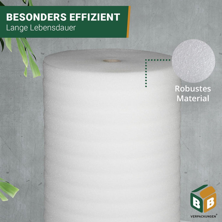 BB-Verpackungen 50 m² Trittschalldämmung 1,0 x 50 m (5 mm stark, sehr gute Schall- und Wärmedämmung)