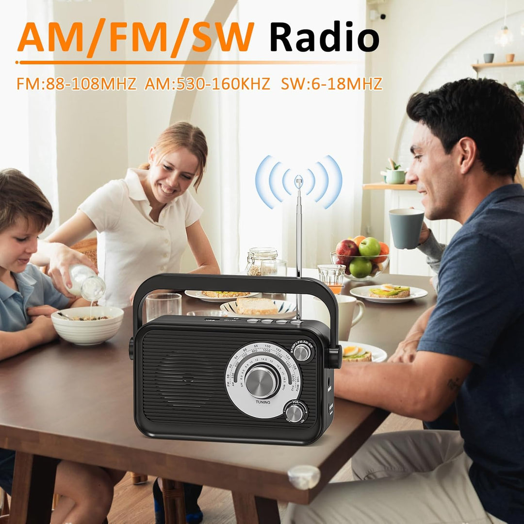 Tragbares Radio, FM/AM/SW Kofferradio, Strom und Batteriebetrieb mit MP3 Funktion, Batterieradio mit