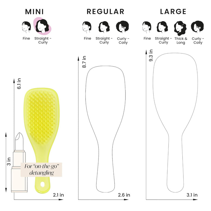 Tangle Teezer Die ultimative Mini-Entwirrer-Haarbürste, sanft zu nassem Haar, zweistufige Zähne und