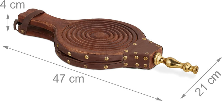 Relaxdays Blasebalg, Holz, Luftgebläse für Grill & Kamin, Länge: 47 cm, rustikales Design, Handblase