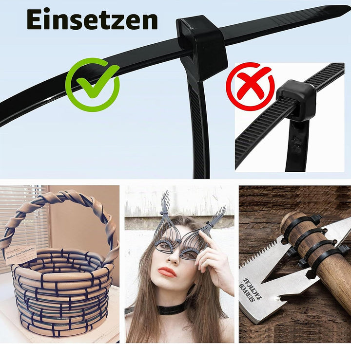70 Stück Kabelbinder Lang 450 mm x 9 mm Breit Kabelbinders Schwarz UV Beständig Gross 90kg Schwerlas