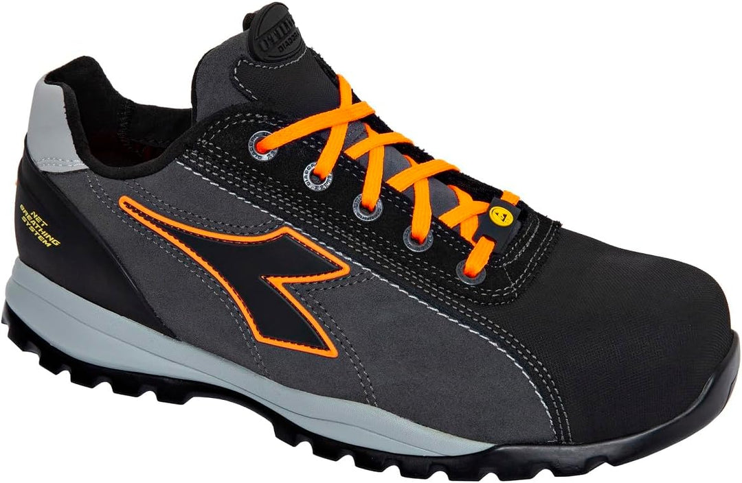 Diadora Herren Glove NET Low PRO S3 HRO SRA ESD, Asphalt Orange Fluo, 41 EU 41 EU Asphalt Orange Flu