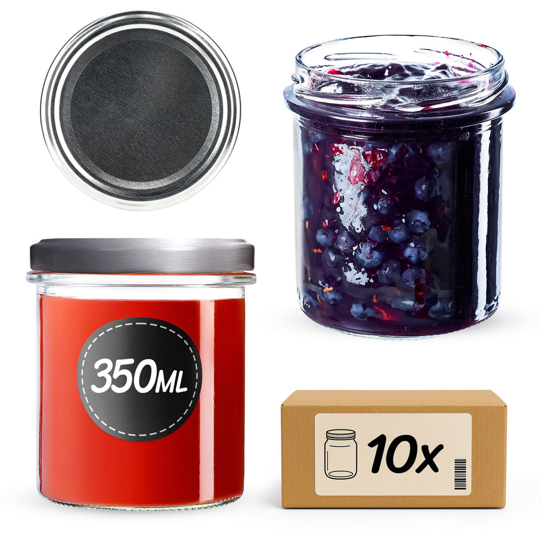 KADAX 10er Set Marmeladengläser 350ml TO82, Einmachgläser Vorratsgläser Mason Jar mit Schraubdeckel,