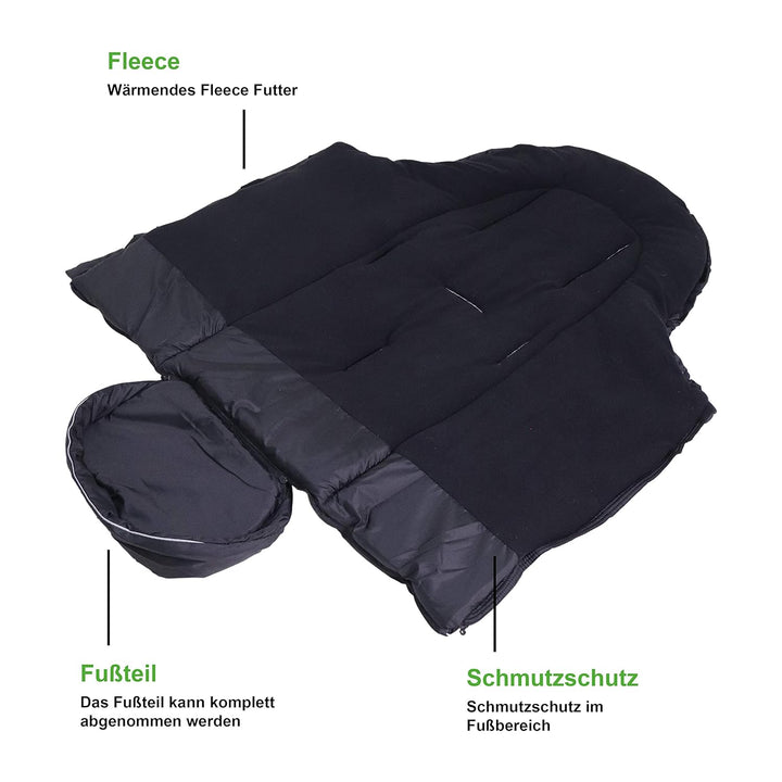 Kaiser Naturfelle 6570825 - Fusssack "Iglu Thermo Fleece", Farbe: schwarz, Schwarz
