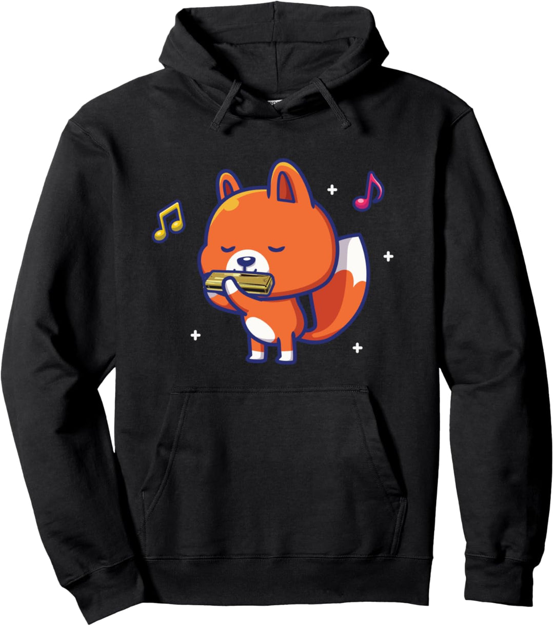 Rotfuchs Mundharmonikaspieler Harmonika Orchester Musiker Pullover Hoodie