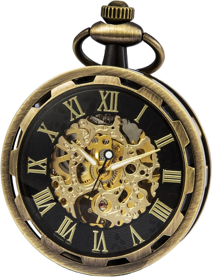 SEWOR Single Face Mechanische Handaufzugwerk Taschenuhr Gold Schwarz, Gold Schwarz