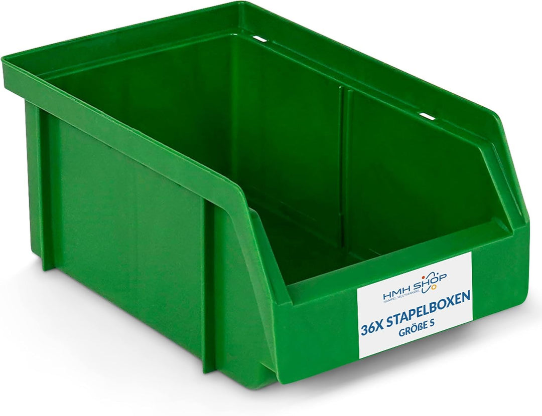 HMH 36x Stapelboxen Grösse S Werkstatt Garage Keller Sichtlagerboxen 161x105x75mm Lagerboxen GRÜN Si