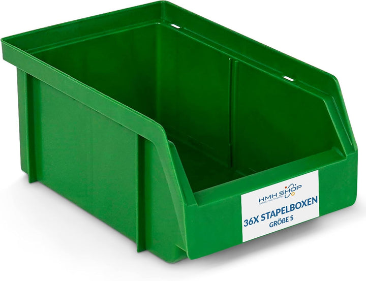 HMH 36x Stapelboxen Grösse S Werkstatt Garage Keller Sichtlagerboxen 161x105x75mm Lagerboxen GRÜN Si